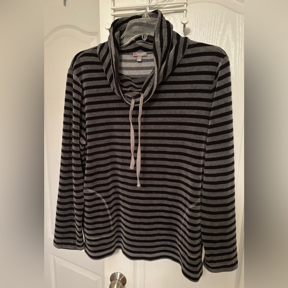 Talbots Gray and Black Cowl Neck Sweater